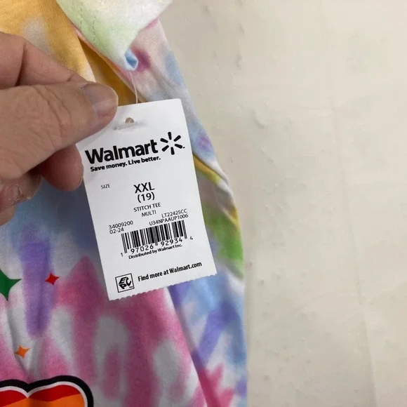 NWT Disney Stitch Pride T-Shirt Women XXL Multicolor Tie Dye Rainbow Hearts LGBT - Picture 4 of 5